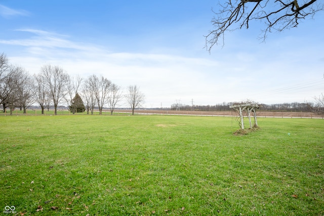 view of yard with a rural view