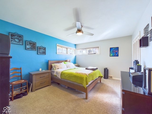 bedroom with carpet and ceiling fan