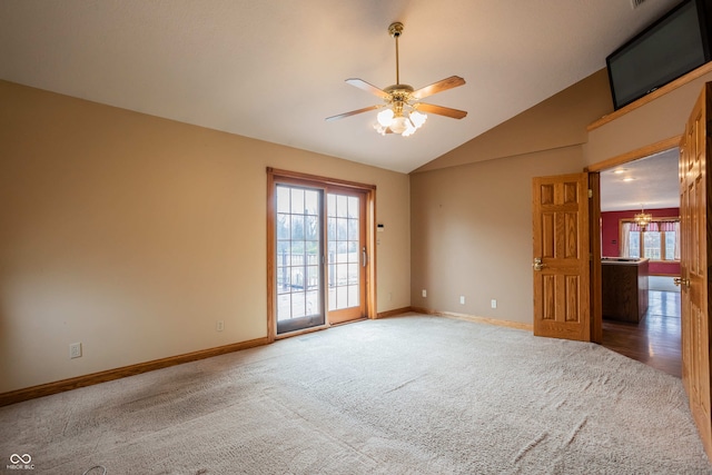 1510 S Greensboro Pike, New Castle, IN 47362 - carpeted spare room with ceiling fan and vaulted ceiling