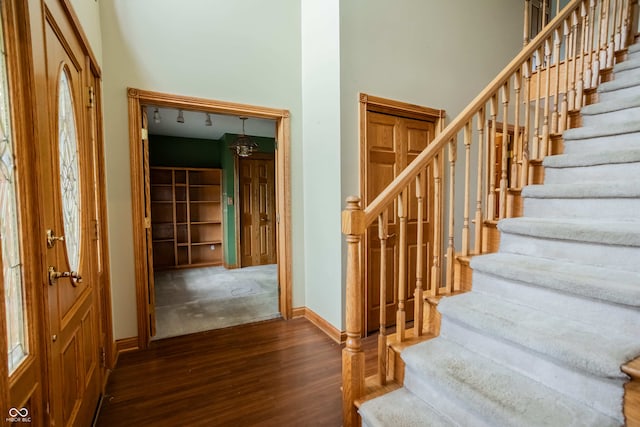 1510 S Greensboro Pike, New Castle, IN 47362 - stairs with a high ceiling, hardwood / wood-style flooring, and plenty of natural light