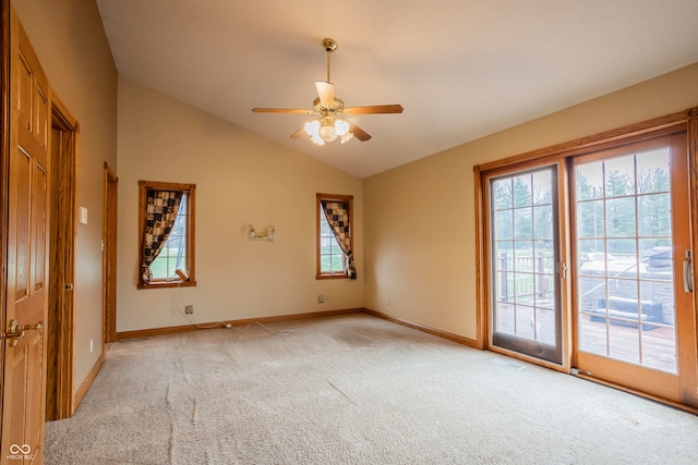 1510 S Greensboro Pike, New Castle, IN 47362 - unfurnished room featuring vaulted ceiling, ceiling fan, and a healthy amount of sunlight