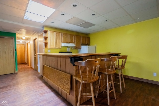 1510 S Greensboro Pike, New Castle, IN 47362 - bar featuring light wood-type flooring, white fridge, and a drop ceiling