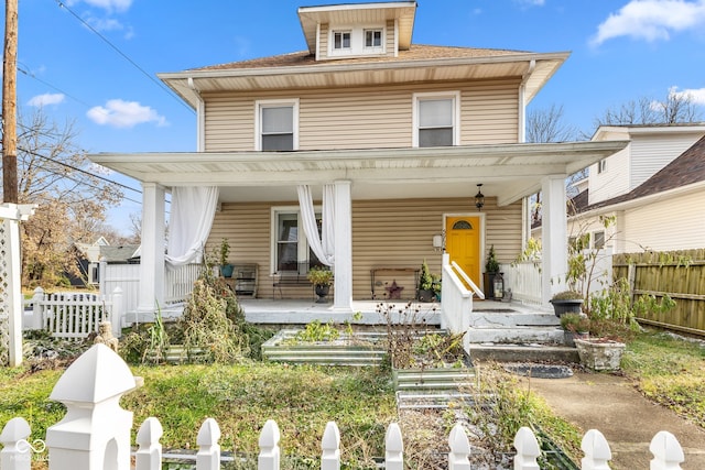 view of front of home featuring covered porch