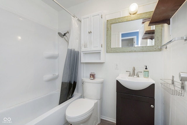 full bathroom featuring toilet, vanity, and shower / bath combo