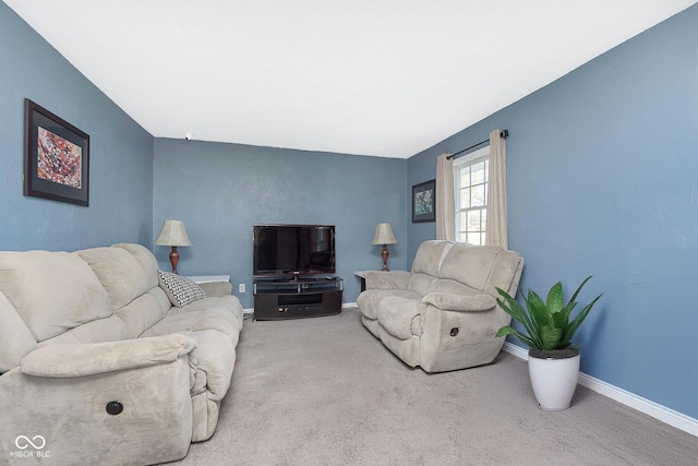 living room featuring carpet