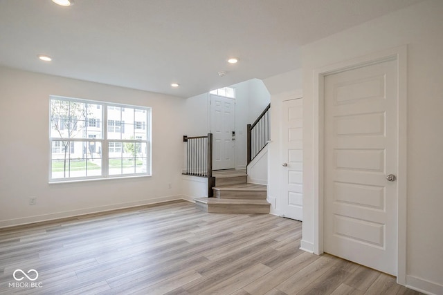 unfurnished living room featuring light hardwood / wood-style floors