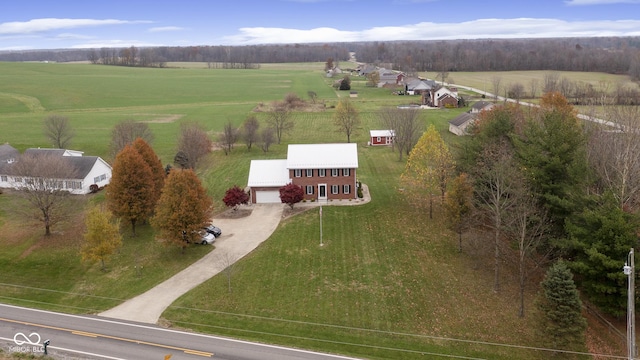 drone / aerial view with a rural view