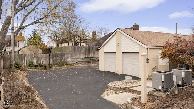 garage with central air condition unit