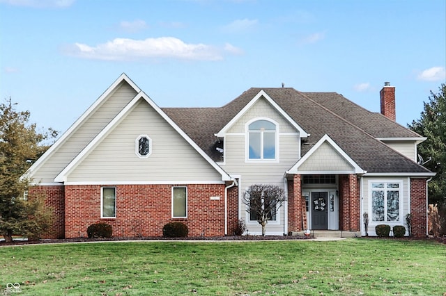 view of front of property featuring a front lawn