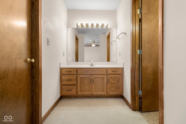 bathroom with vanity and ceiling fan