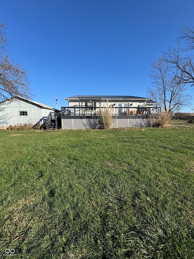 view of yard featuring a deck