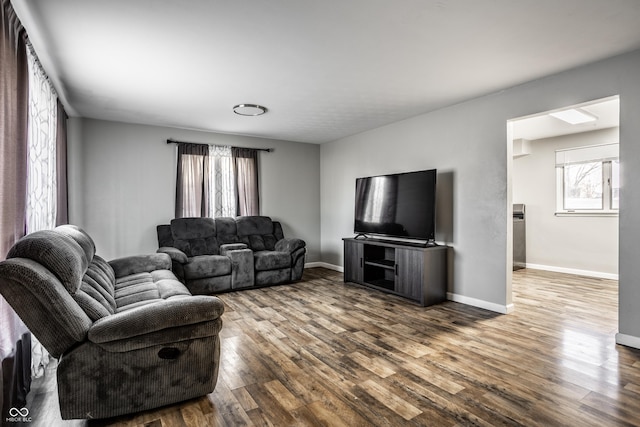 living room with hardwood / wood-style floors