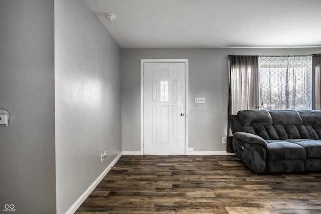 entryway with dark wood-type flooring