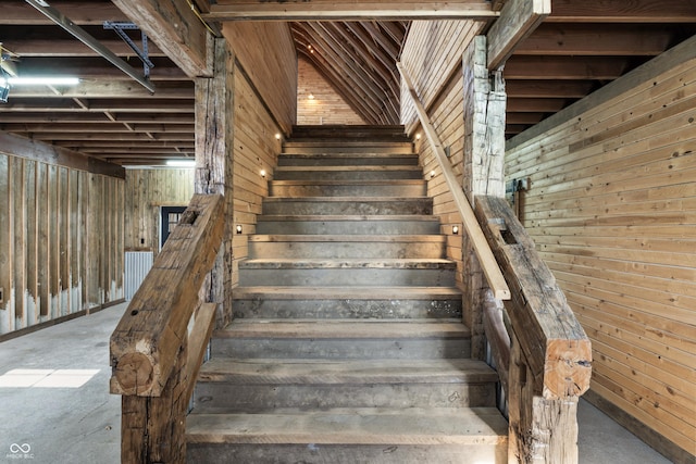 9462 N Rushville Rd, Knightstown, IN 46148 - stairs with wooden walls