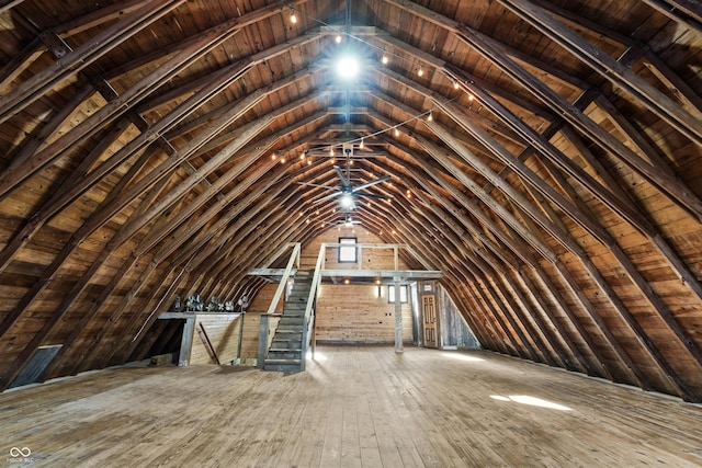 9462 N Rushville Rd, Knightstown, IN 46148 - unfinished attic featuring an upstairs landing