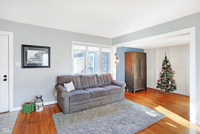 living room featuring wood-type flooring