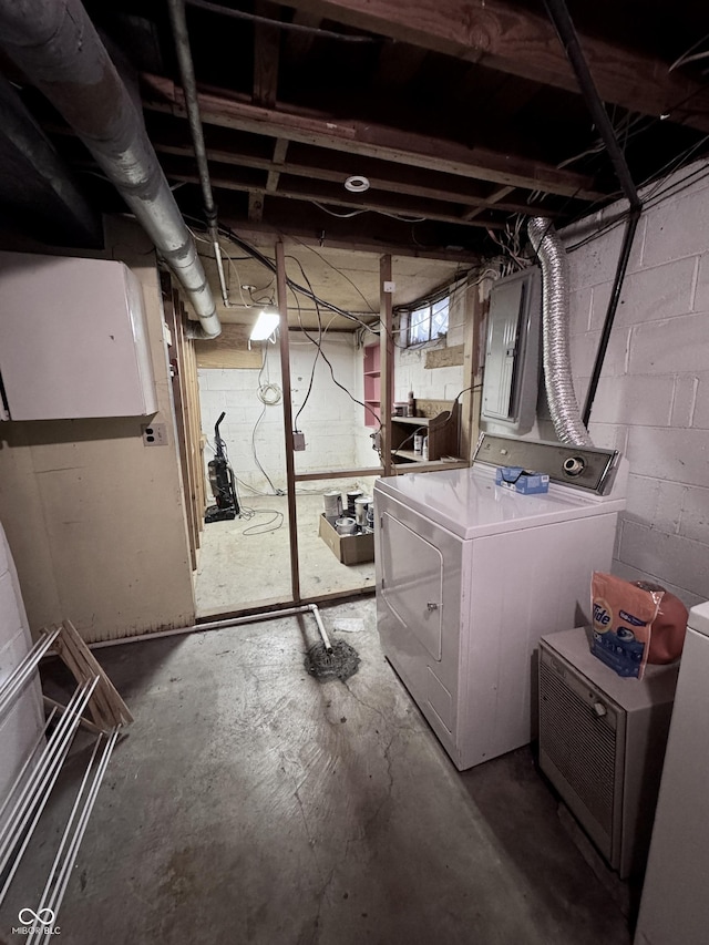 basement featuring separate washer and dryer