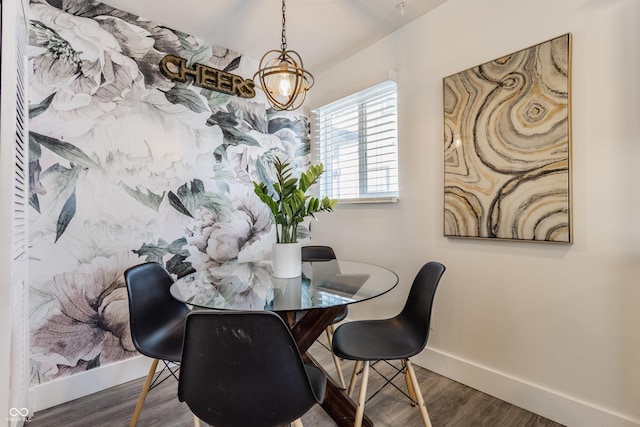 dining area featuring dark hardwood / wood-style floors