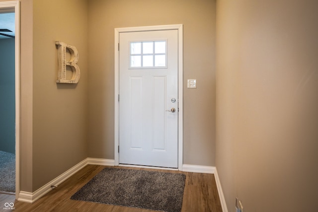 entrance foyer with dark hardwood / wood-style floors