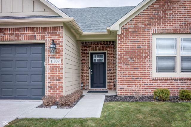 entrance to property with a garage