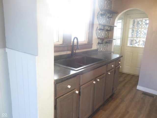 kitchen featuring dark hardwood / wood-style flooring and sink