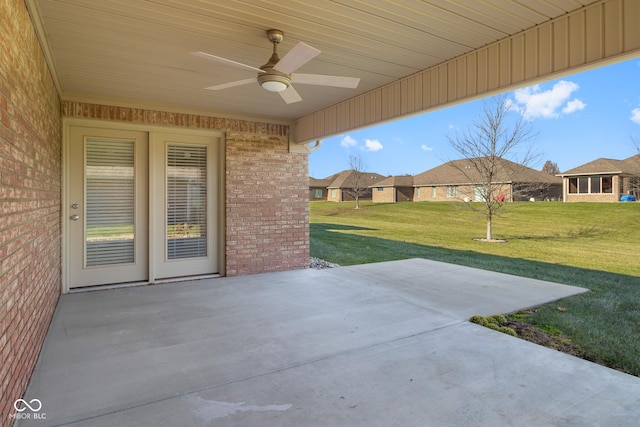 view of patio / terrace featuring ceiling fan