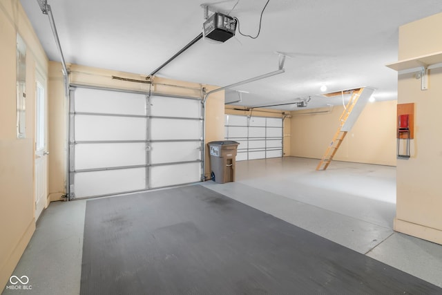 garage with a garage door opener