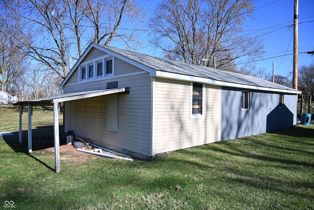 view of home's exterior featuring a lawn