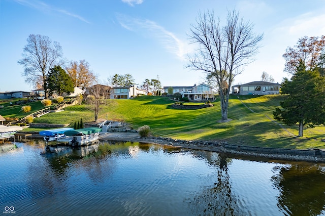 property view of water with a boat dock