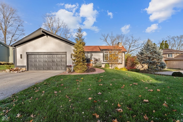 single story home featuring a front lawn