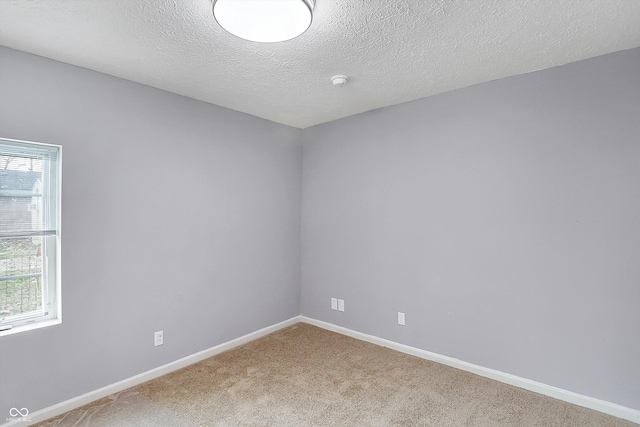 spare room featuring carpet and a textured ceiling