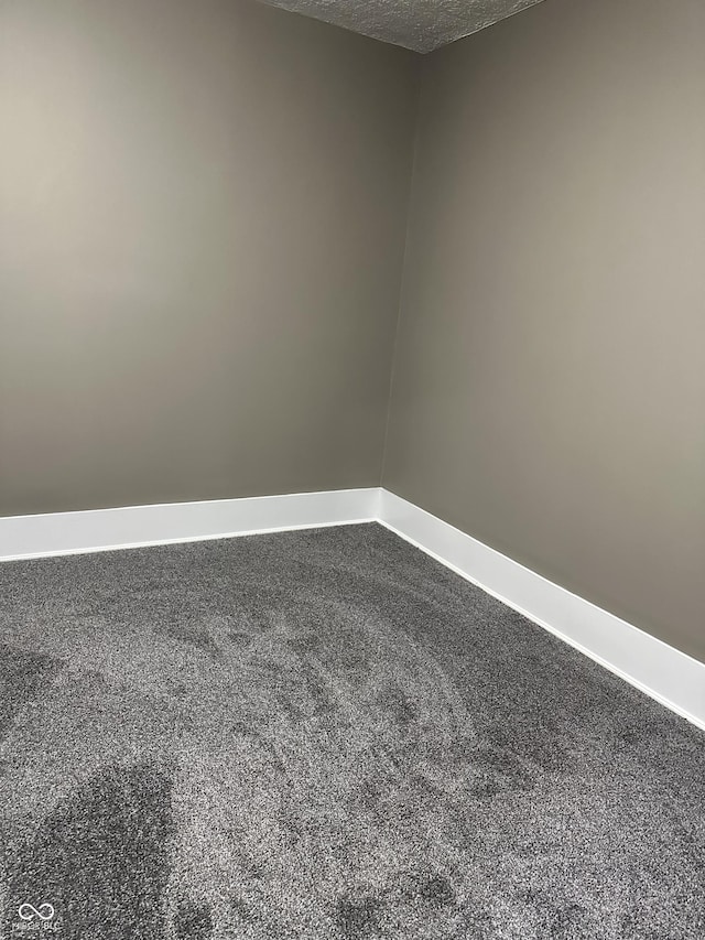 empty room featuring carpet and a textured ceiling