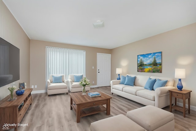 living room featuring light wood-type flooring