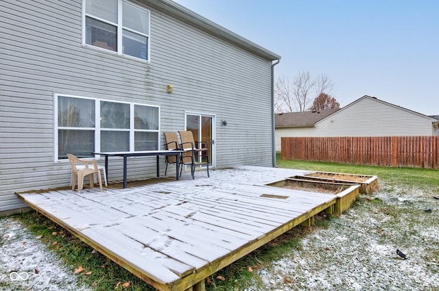 view of snow covered property