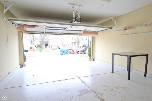 garage with a garage door opener