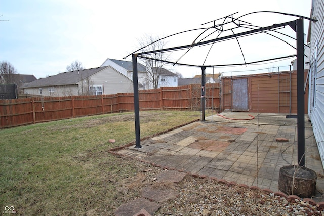 view of yard with a gazebo and a patio