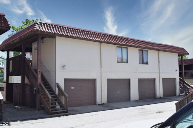 exterior space featuring a garage