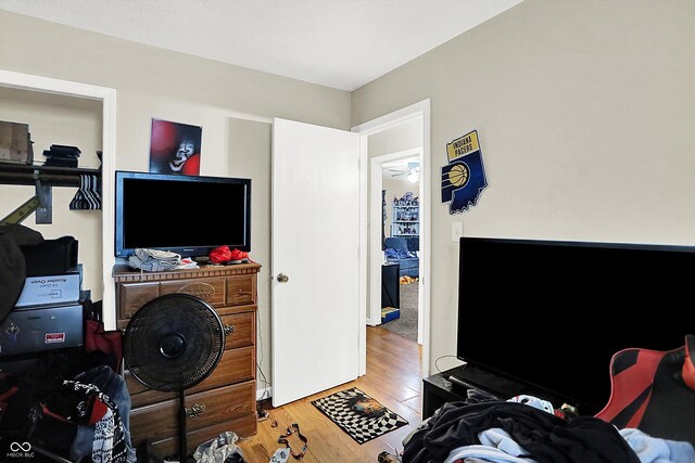 bedroom with wood-type flooring