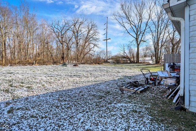 view of yard covered in snow