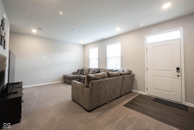 living room with hardwood / wood-style floors