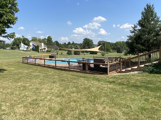 dock area with a lawn