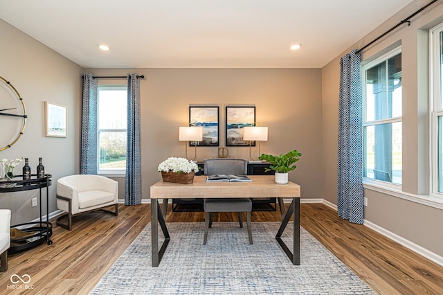 office area featuring hardwood / wood-style flooring