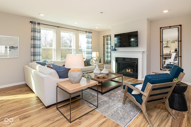 living room featuring light wood-type flooring