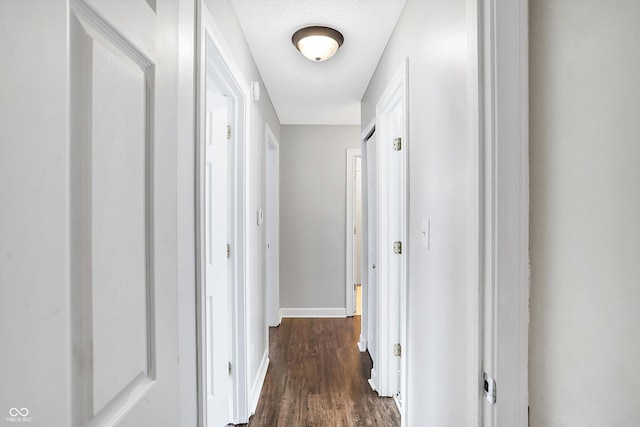 hallway with dark hardwood / wood-style floors