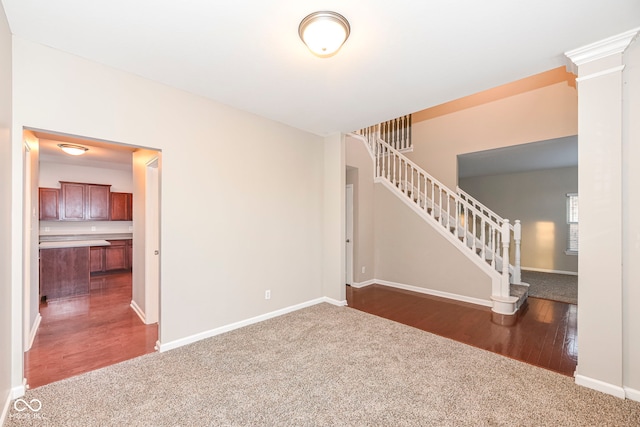 spare room with dark wood-type flooring