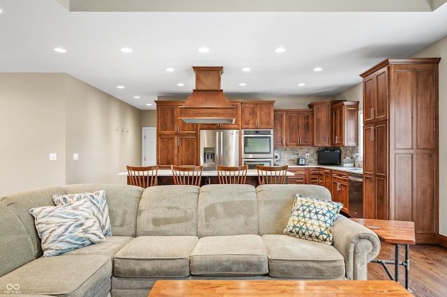 living room featuring light hardwood / wood-style floors