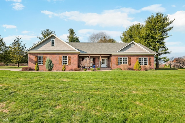 ranch-style home with a front yard