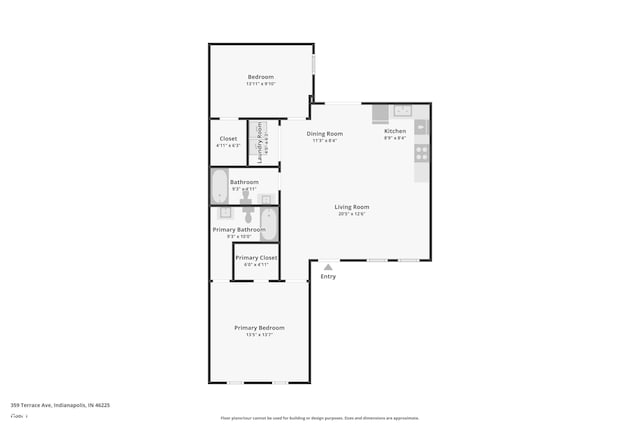 359 Terrace Ave, Indianapolis, IN 46225 - floor plan