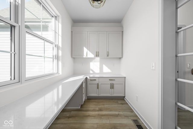 interior space with light hardwood / wood-style floors