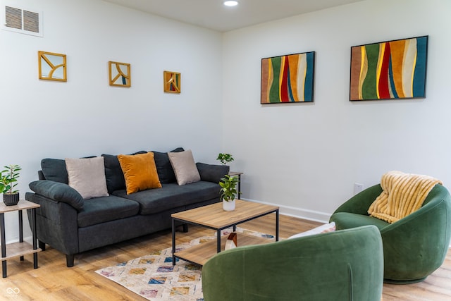 living room with wood-type flooring